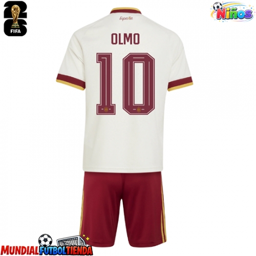 Camiseta España Dani Olmo #10 Segunda Equipación Replica Mundial 2026 para niños mangas cortas (+ Pantalones cortos)